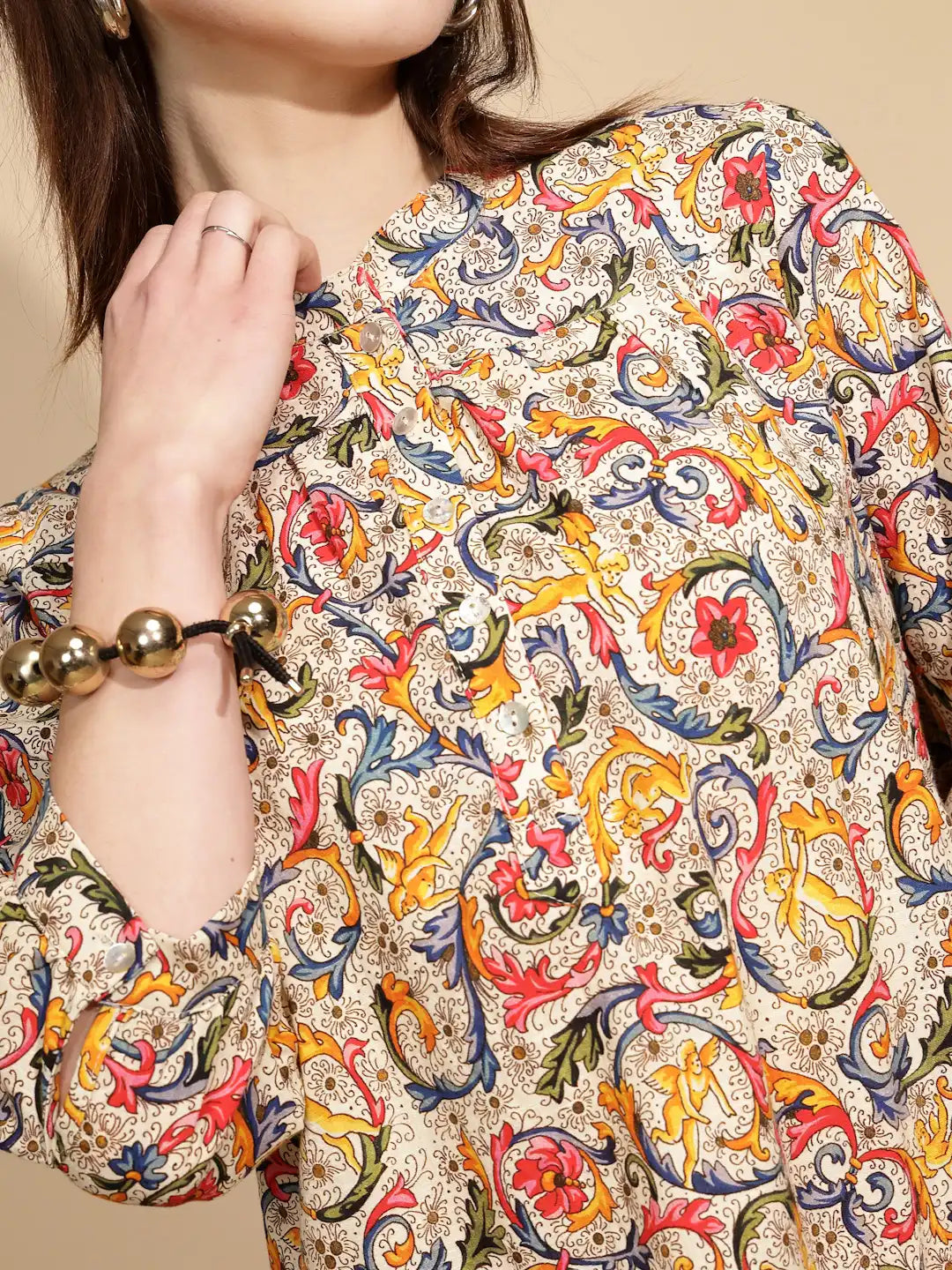 Multi Floral Print Cotton Top - Global Republic