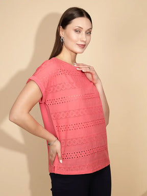 Hot Pink Cotton Regular Fit Blouson Top For Women