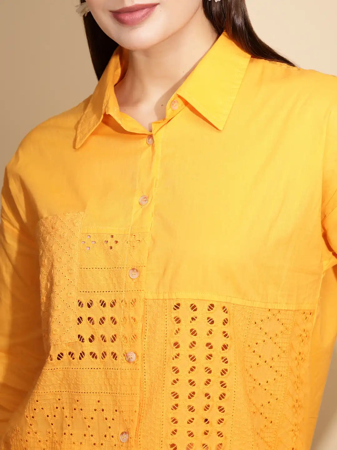 Cotton Schiffli Embroidered Shirt