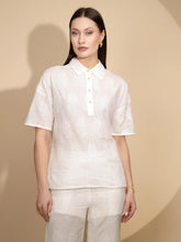 White Embroidered Cotton Shirt Top