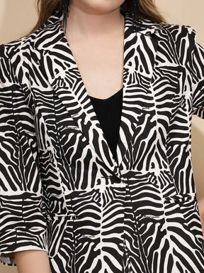 White Cotton Zebra Print Coat