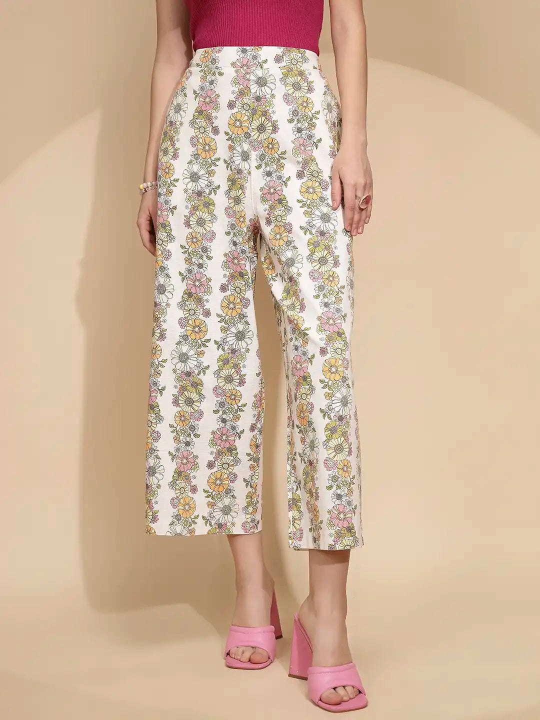 White Cotton Relaxed Fit Lower For Women