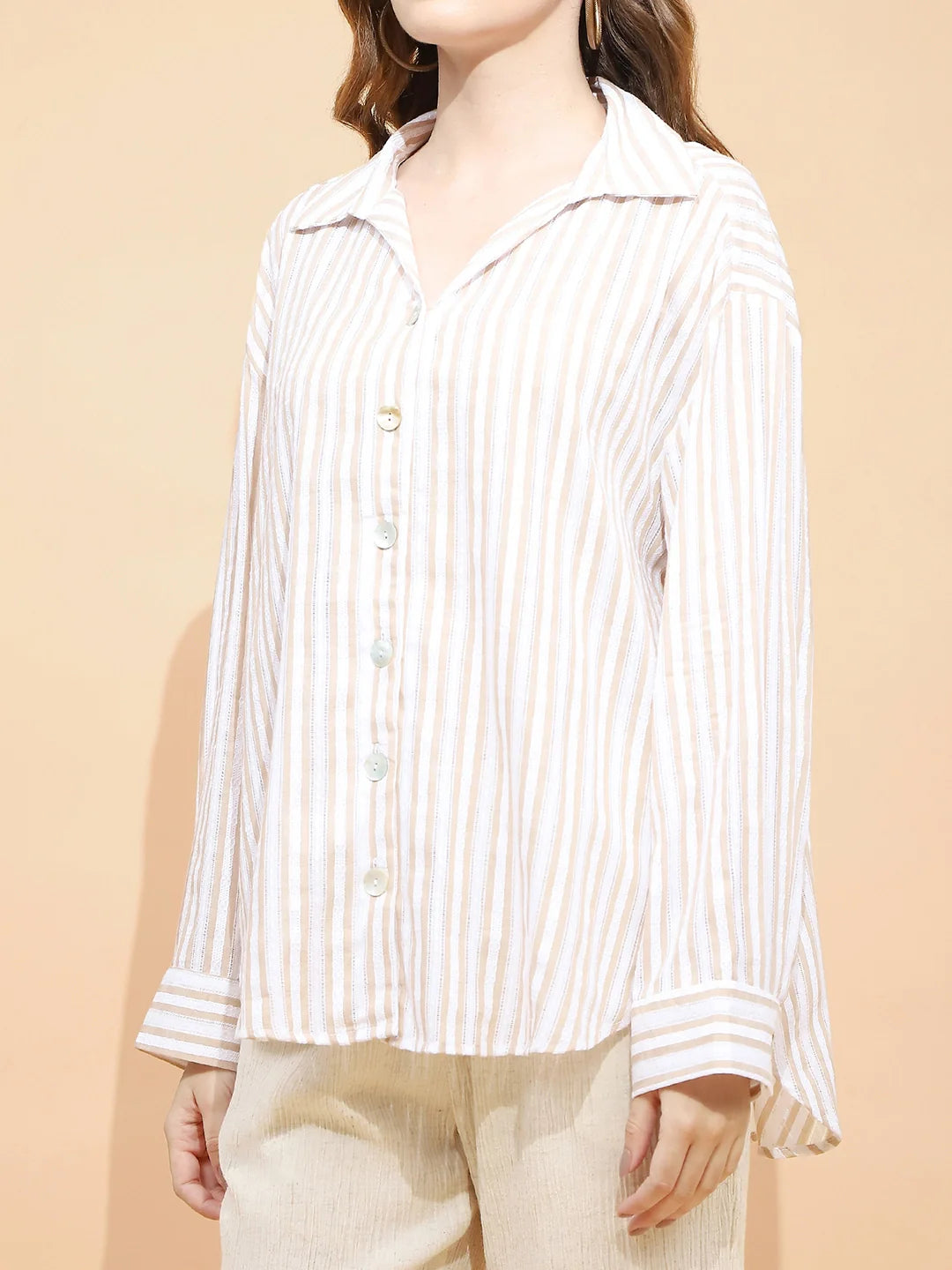 White Striped Cotton Shirt - Global Republic