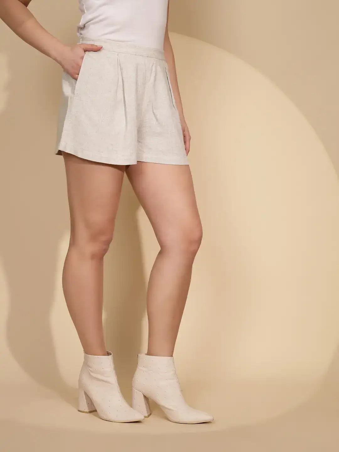 Beige Linen Shorts - Global Republic