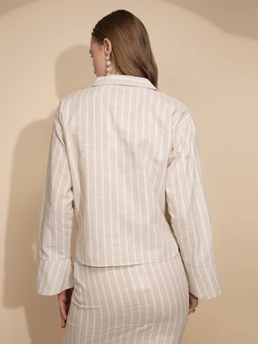 Beige Linen Regular Fit Shirt