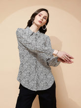 Black And White Rayon Regular Fit Shirt For Women