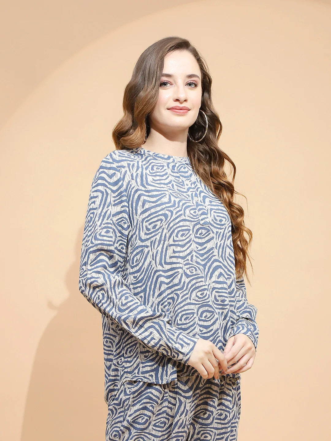 Beige Rayon Regular Fit Blouse For Women - Global Republic