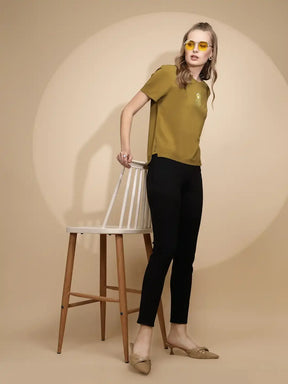 Black Cotton Blend Slim Fit Jegging For Women