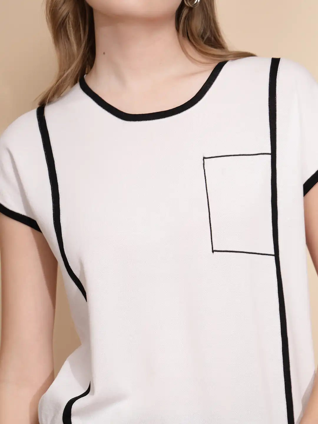 White Viscose Blend Regular Fit Top For Women - Global Republic