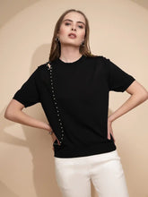 Black Viscose Blend Top