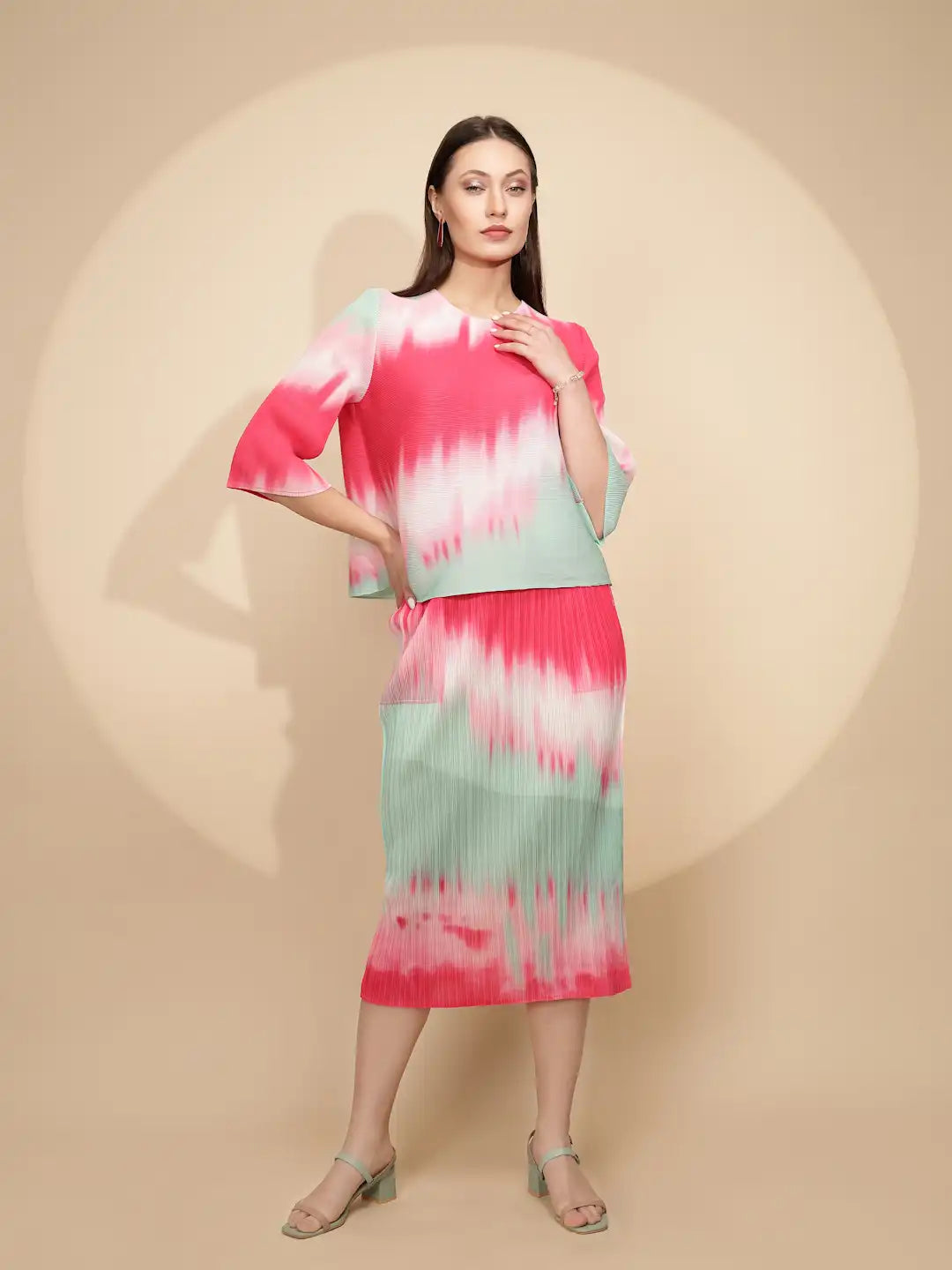 Multicolor Polyester Blend Regular Fit Co-Ord Set For Women - Global Republic #