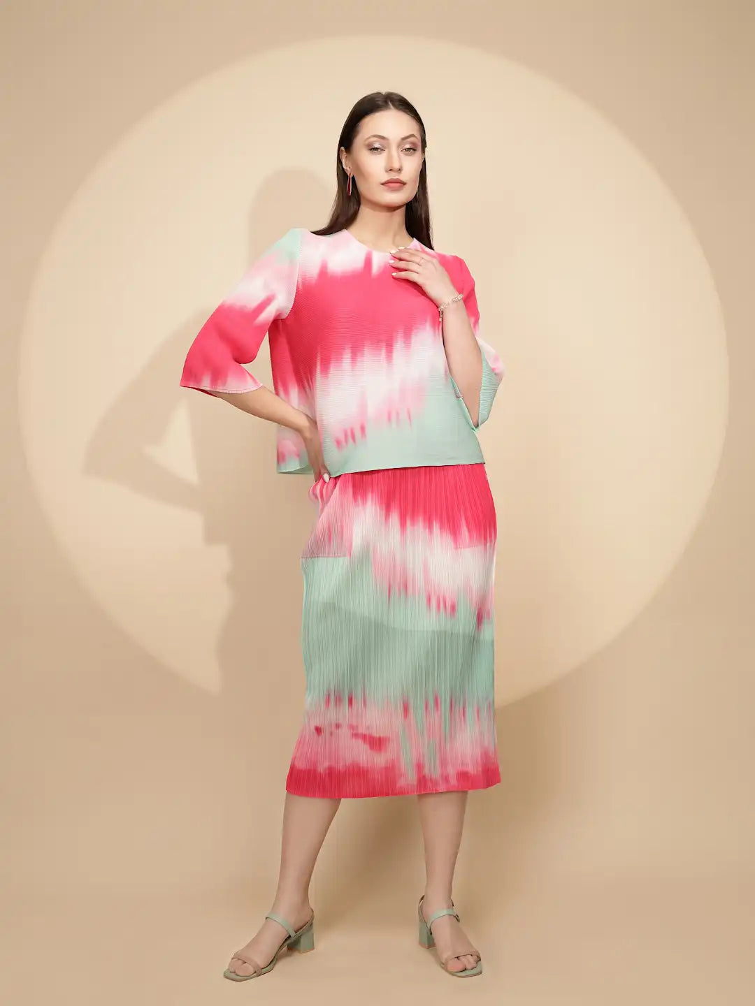 Multicolor Poly Blend Co-ord Set