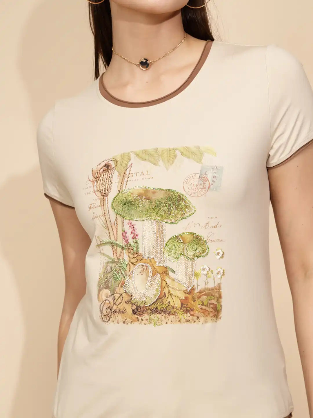 Beige Cotton Regular Fit Top - Global Republic