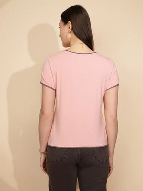 Pink Cotton Regular Fit Top