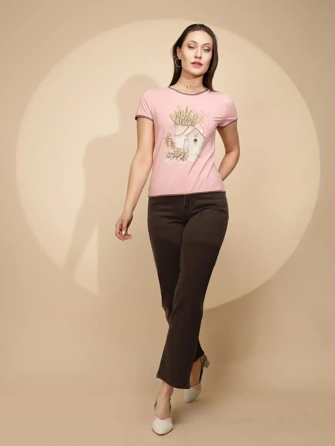 Pink Cotton Regular Fit Top