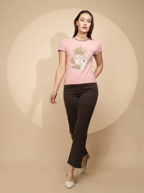 Pink Cotton Regular Fit Top