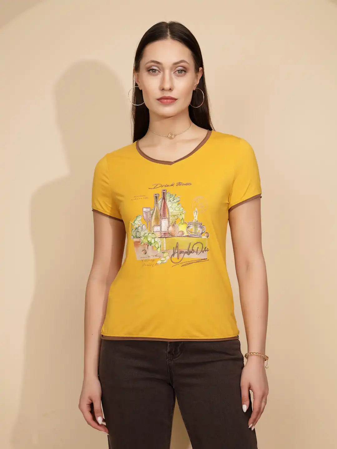 Mustard Cotton Blend Regular Fit Top - Global Republic