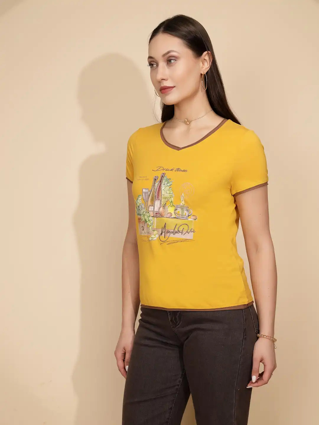 Mustard Cotton Blend Regular Fit Top - Global Republic
