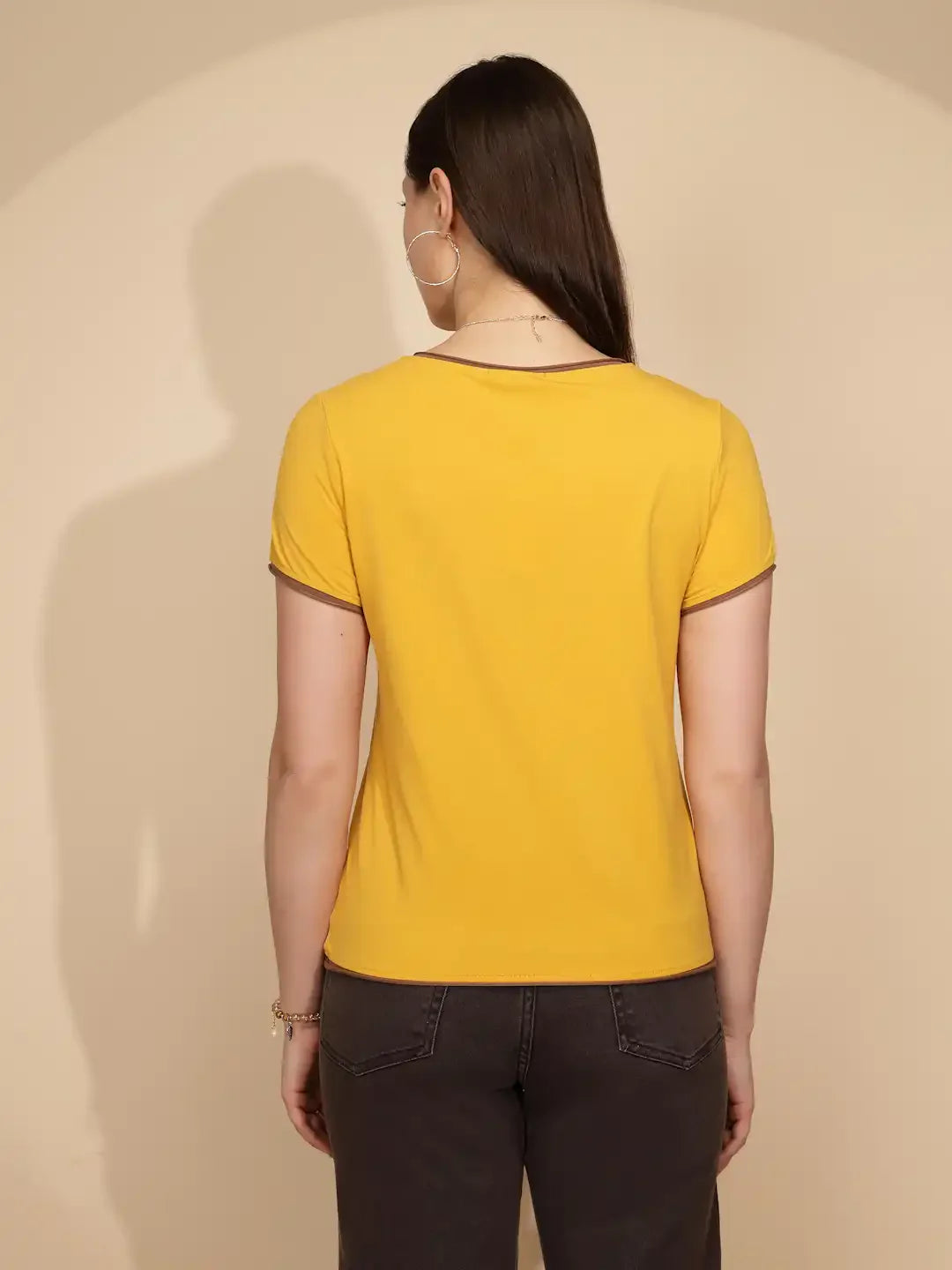 Mustard Cotton Blend Regular Fit Top - Global Republic