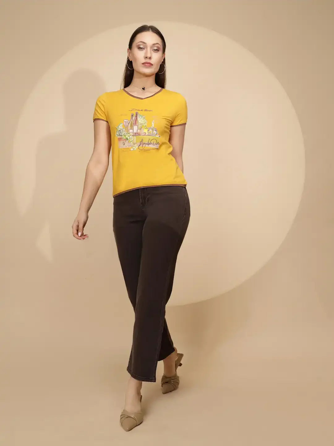 Mustard Cotton Blend Regular Fit Top - Global Republic