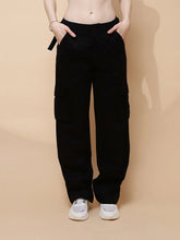 Black Cotton Relaxed Fit Cargo