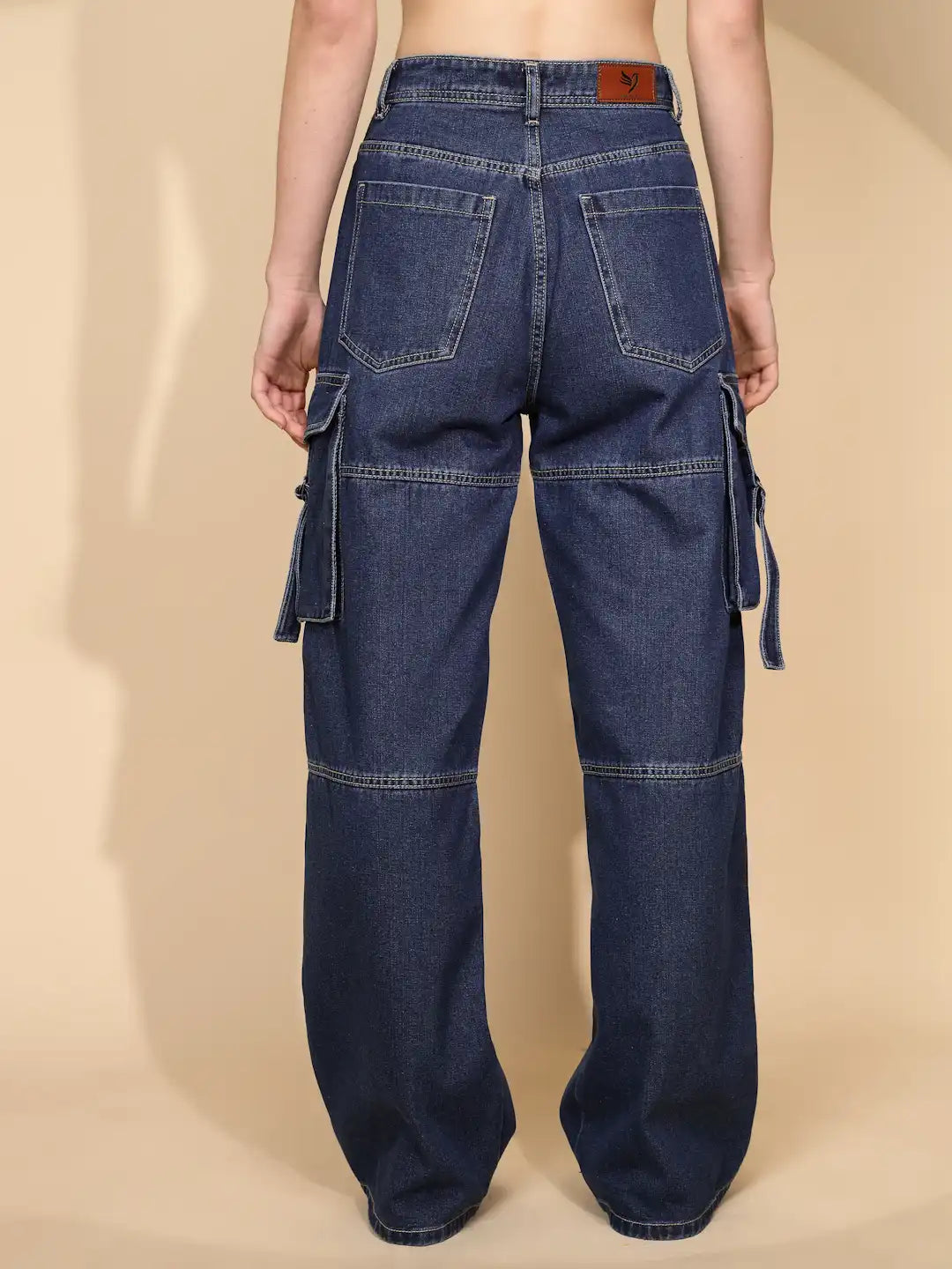 Blue Cotton Blend Relaxed Fit Cargo - Global Republic