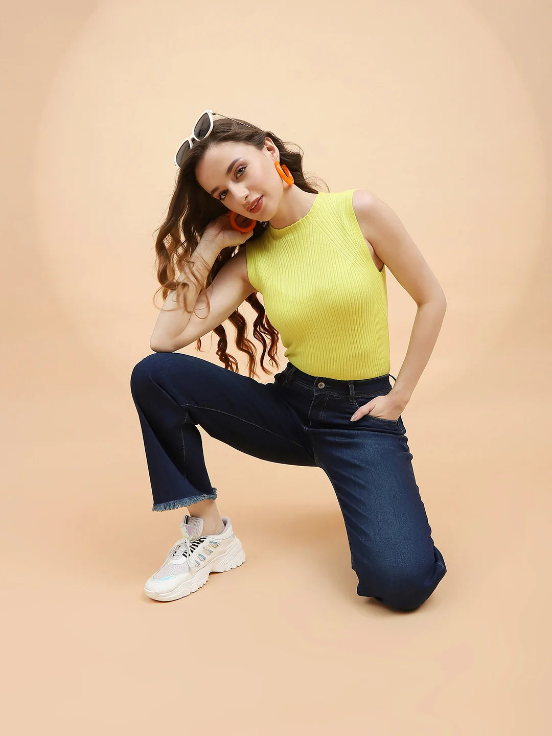 Blue Cotton Flared Jeans - Global Republic