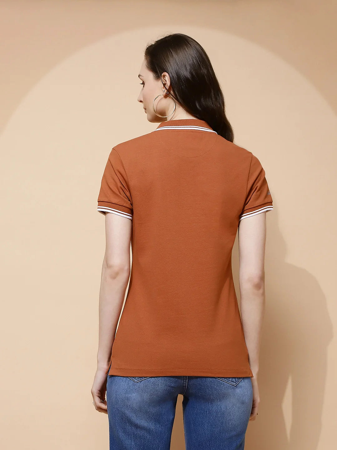 Brown Cotton Regular Fit T-Shirt