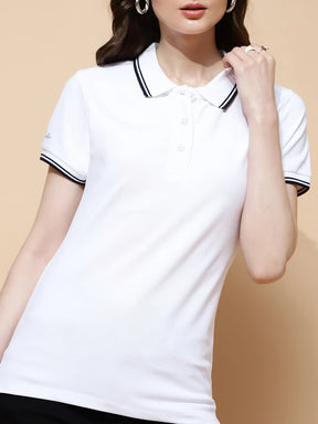 White Cotton Regular Fit Top For Women