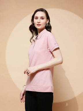 Light Peach Rayon Blend Regular Fit Top For Women