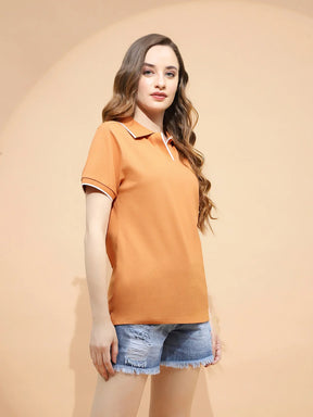 Rust Cotton Blend T-Shirt