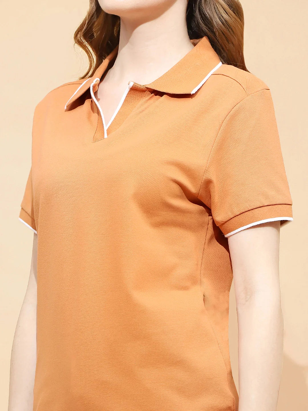 Rust Cotton Blend T-Shirt