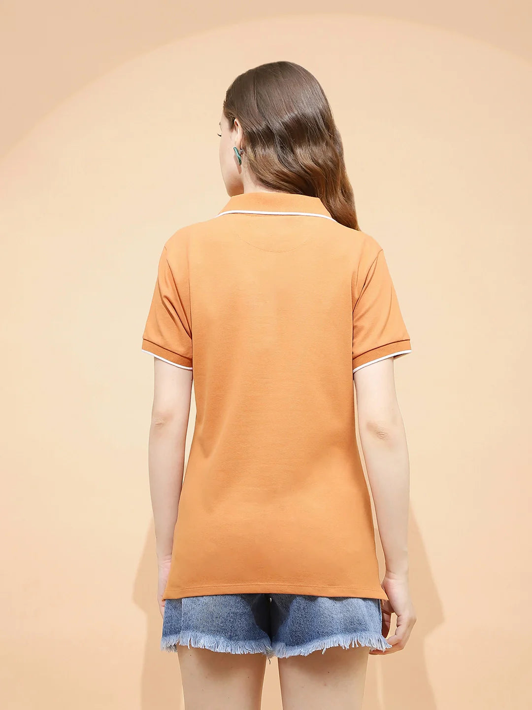 Rust Cotton Blend T-Shirt