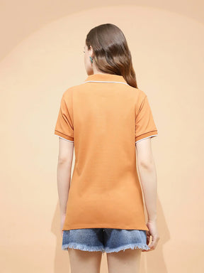 Rust Cotton Blend T-Shirt