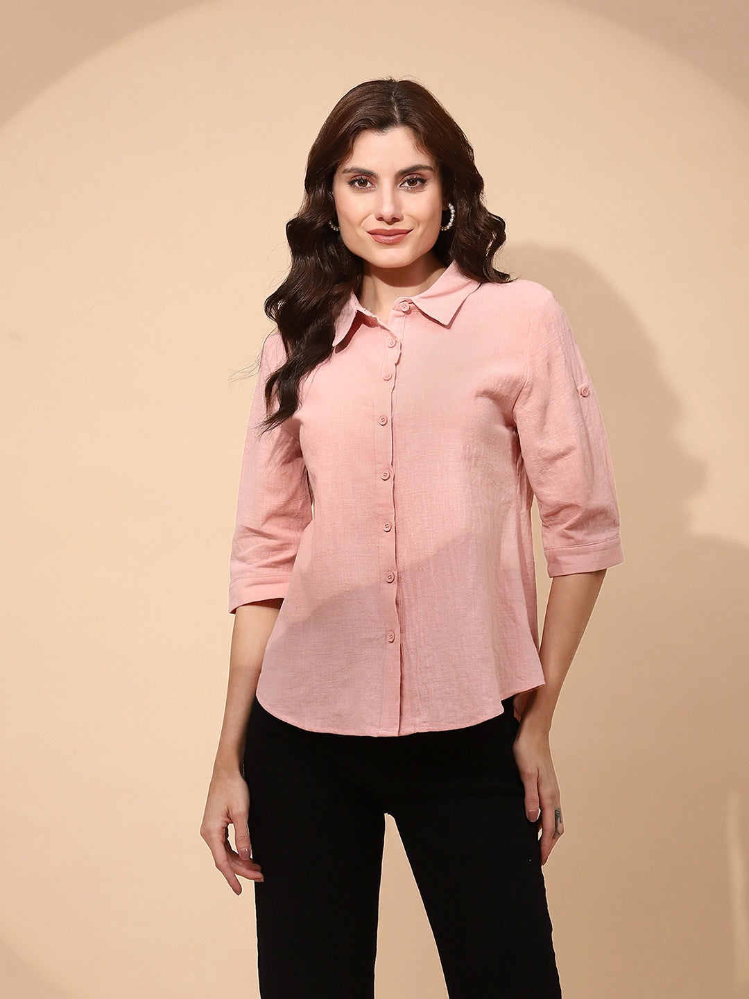 Pink Cotton Formal Shirt