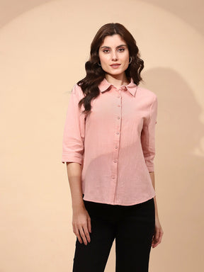 Pink Cotton Formal Shirt