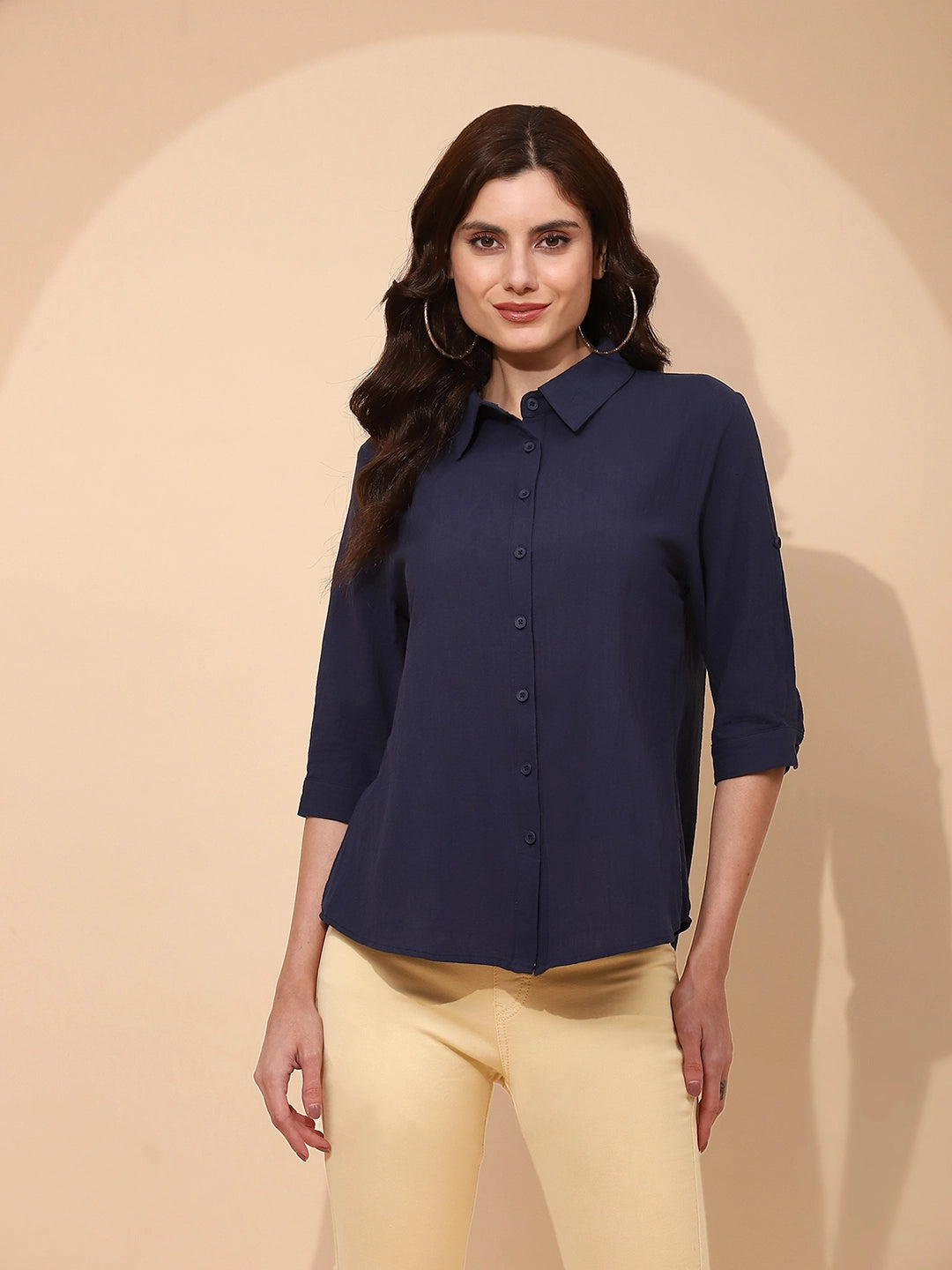 Navy Blue Cotton Formal Shirt