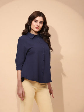 Navy Blue Cotton Formal Shirt