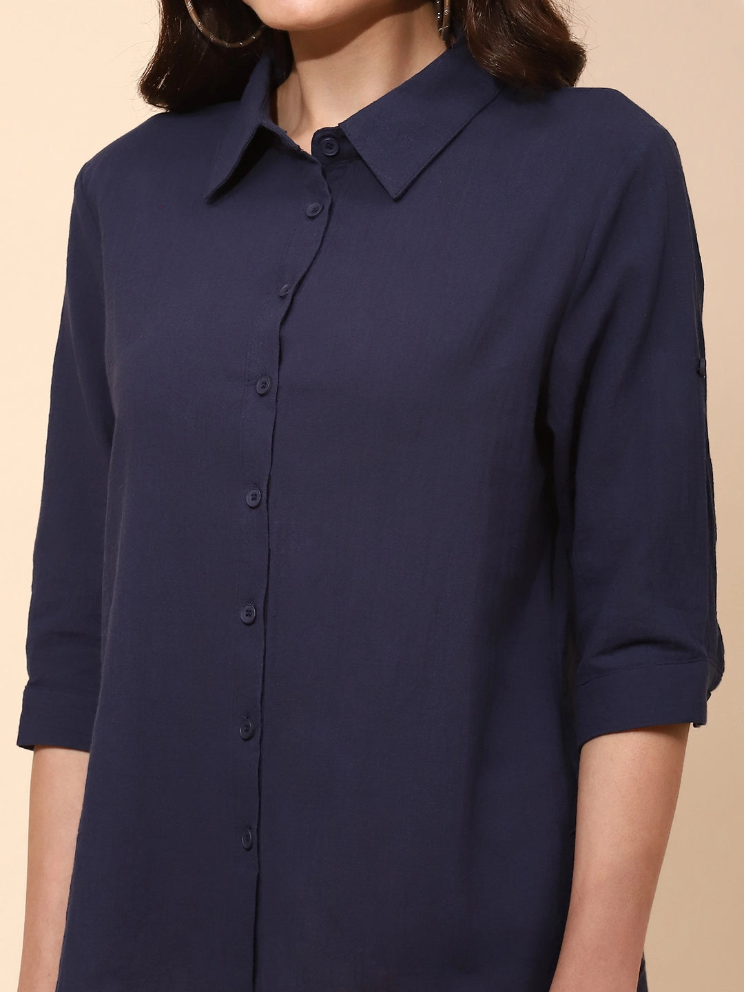 Navy Blue Cotton Formal Shirt