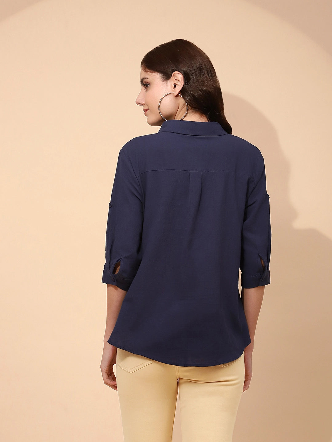 Navy Blue Cotton Formal Shirt