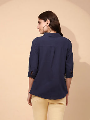 Navy Blue Cotton Formal Shirt