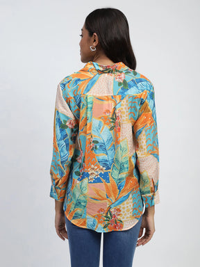 Tropical Print Rayon Blend Shirt