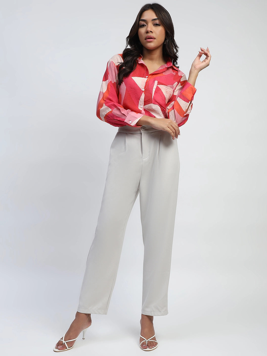Red Abstract Rayon Blend Shirt
