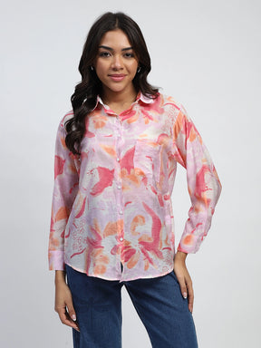 Watercolor Floral Rayon Blend Shirt