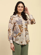 Tropical Print Rayon Blend Shirt