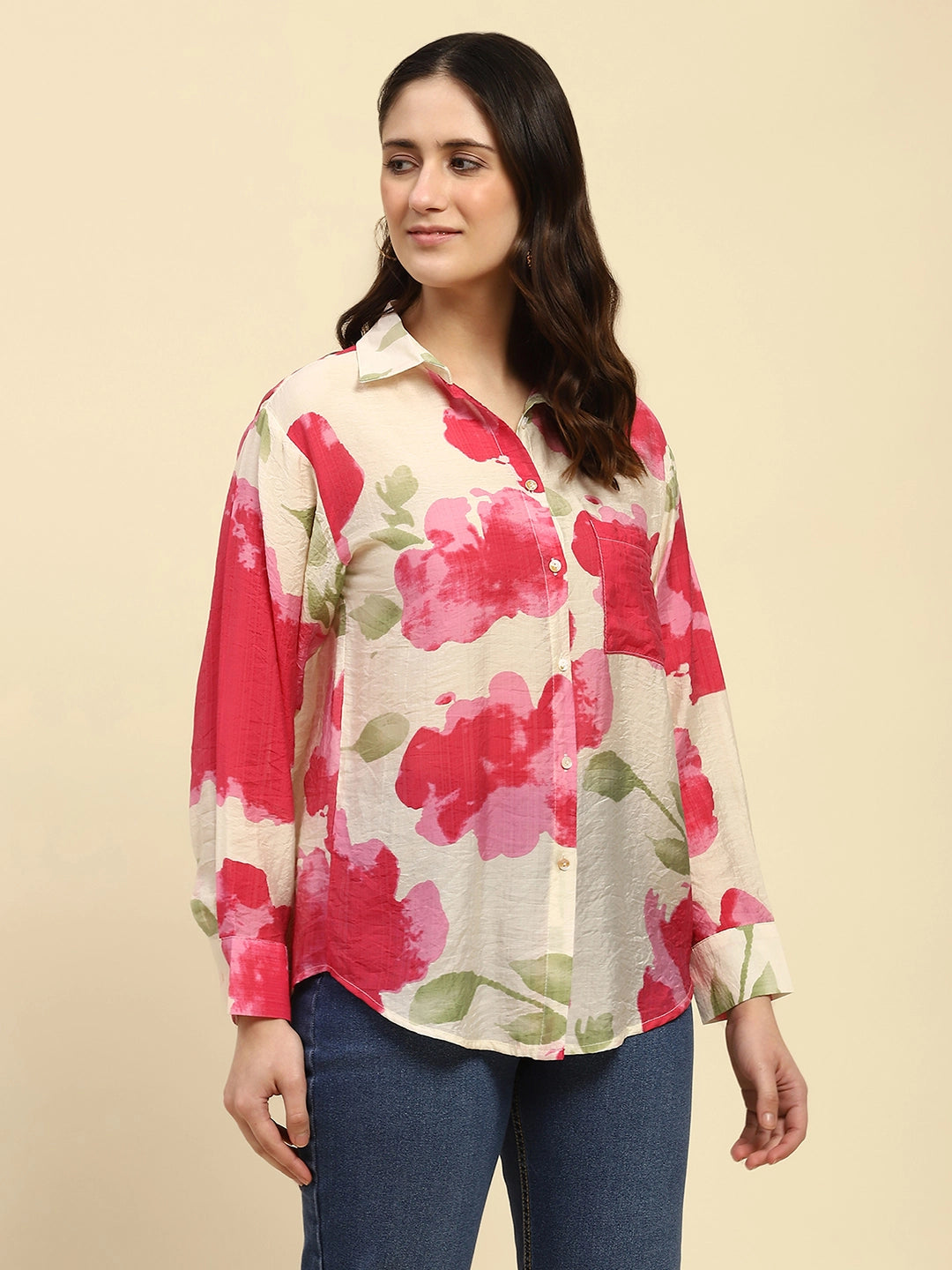 Watercolor Floral Rayon Blend Shirt - Global Republic
