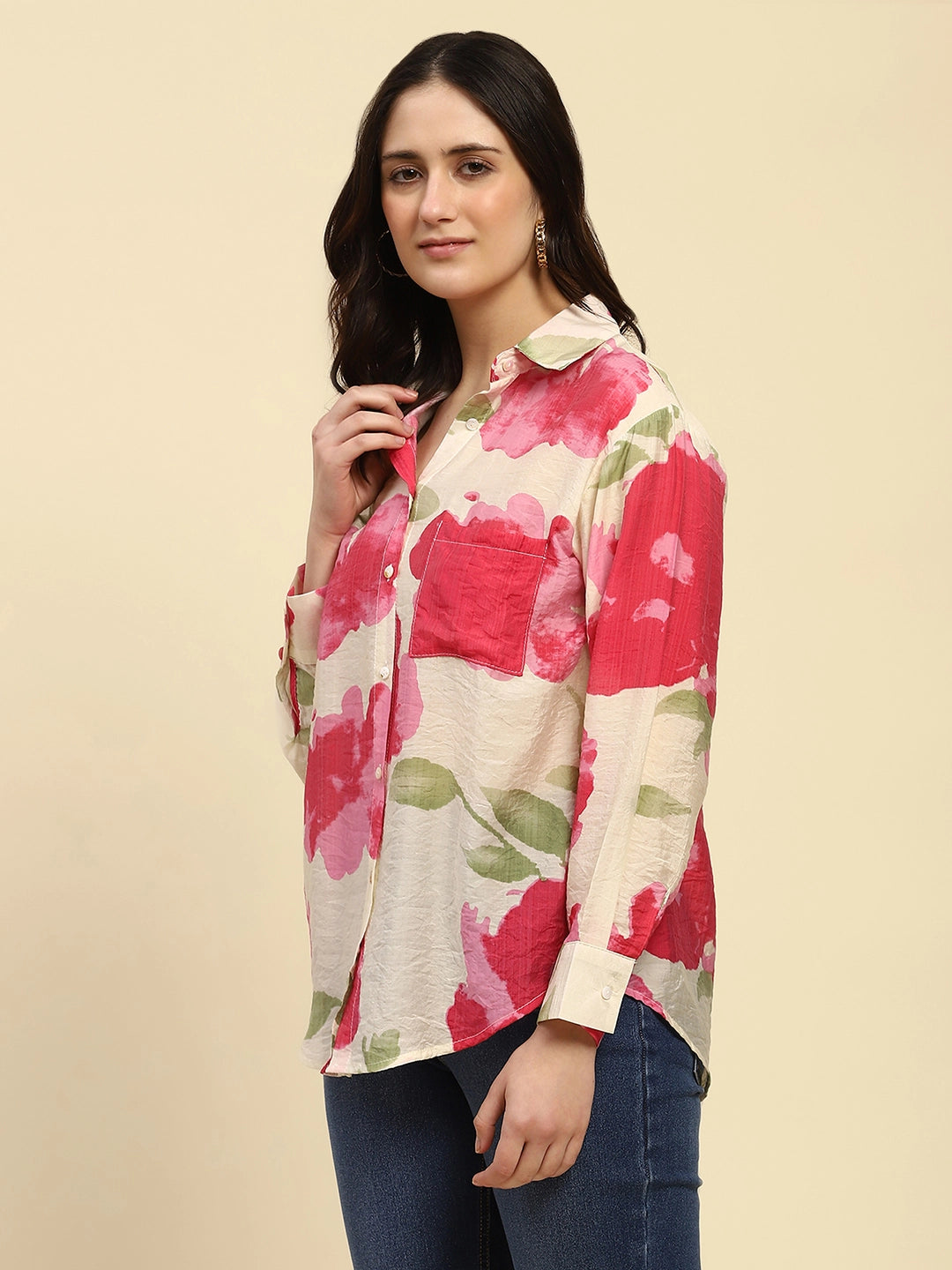 Watercolor Floral Rayon Blend Shirt - Global Republic
