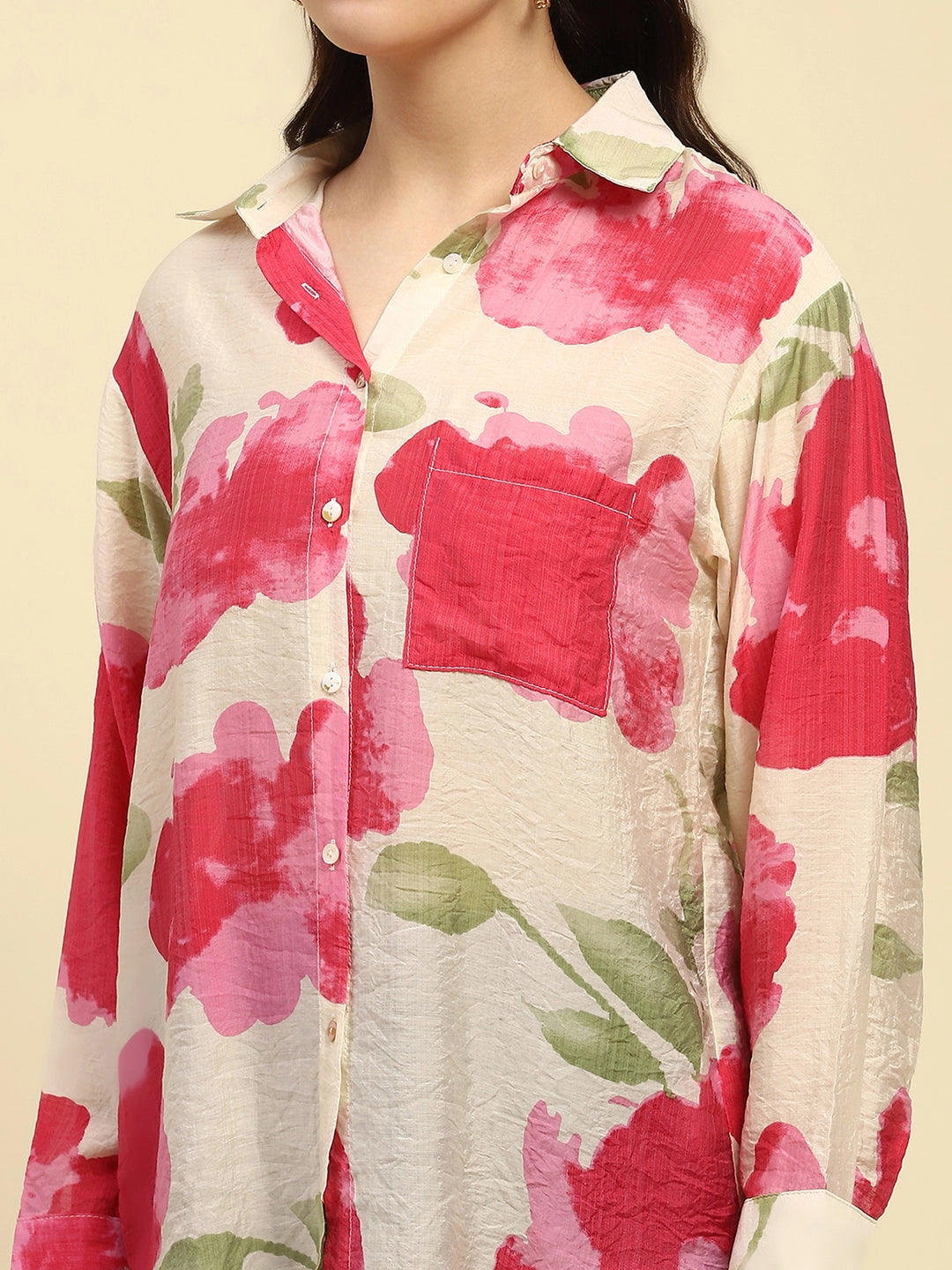 Watercolor Floral Rayon Blend Shirt - Global Republic