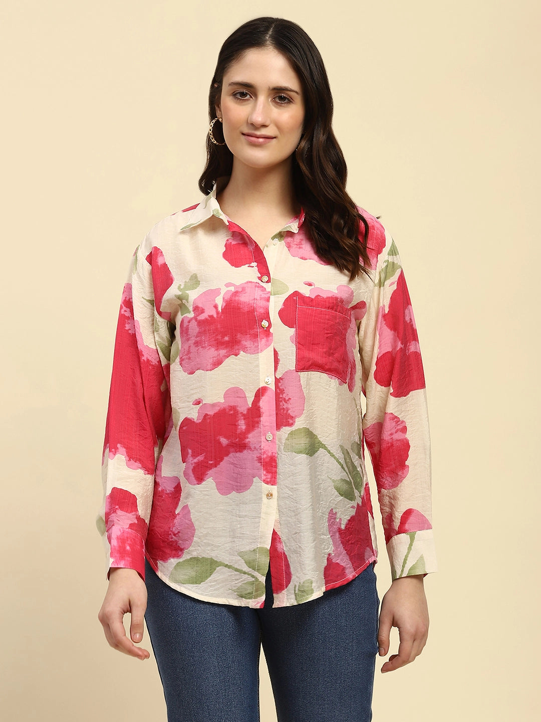 Watercolor Floral Rayon Blend Shirt - Global Republic