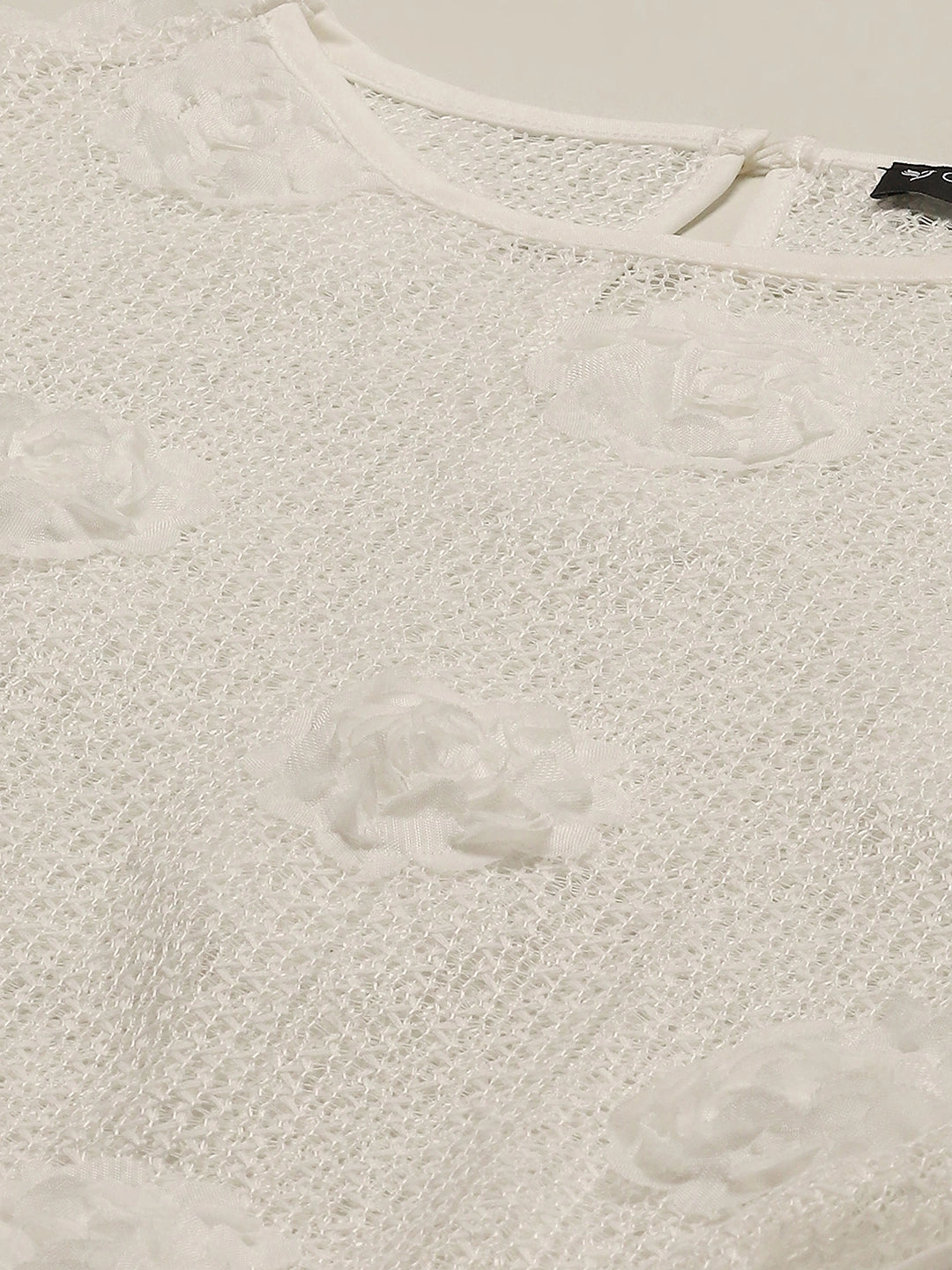 White Rose Floral Boxy Fit Sheer Top